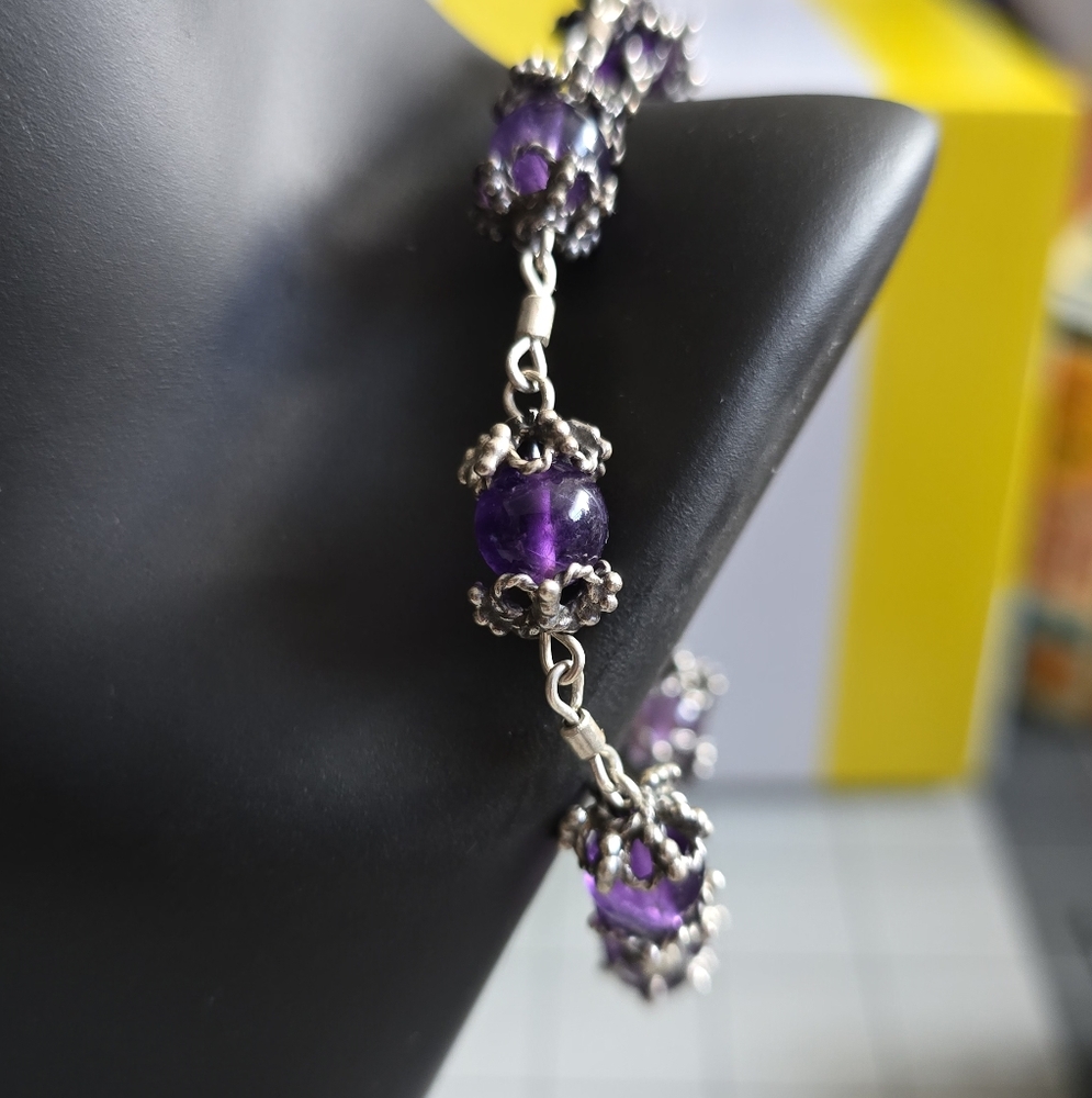 Beautiful Sterling Silver and Purple Stone Bracelet
